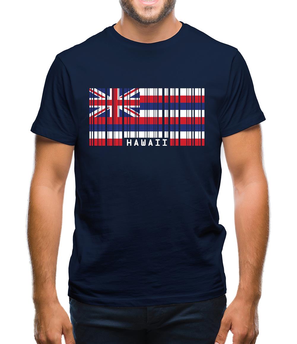 Hawaii Barcode Style Flag Mens T-Shirt