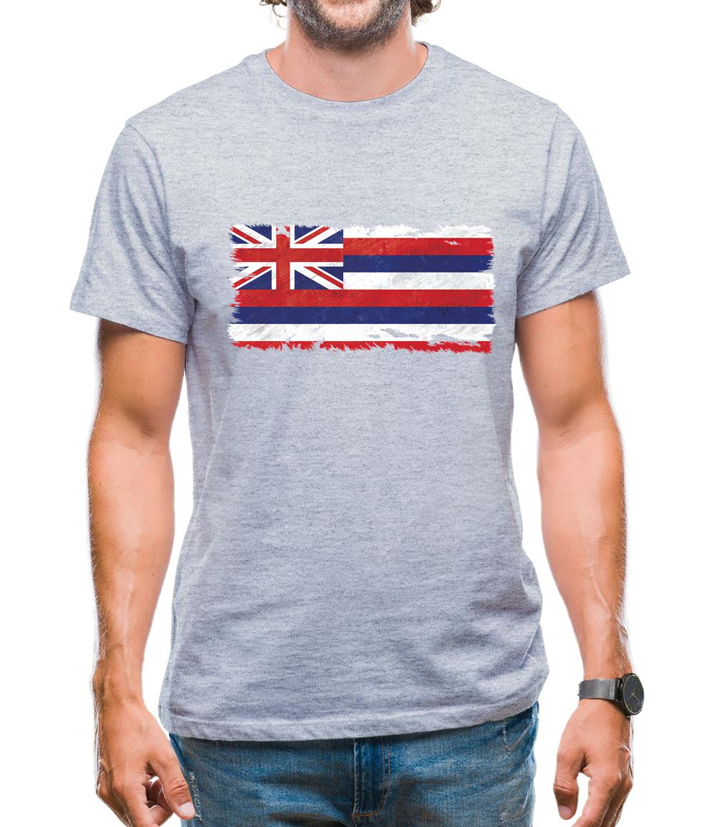 Hawaii Grunge Style Flag Mens T-Shirt
