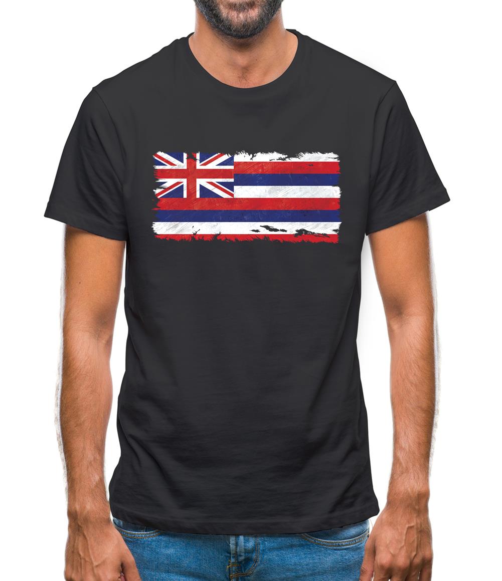 Hawaii Grunge Style Flag Mens T-Shirt