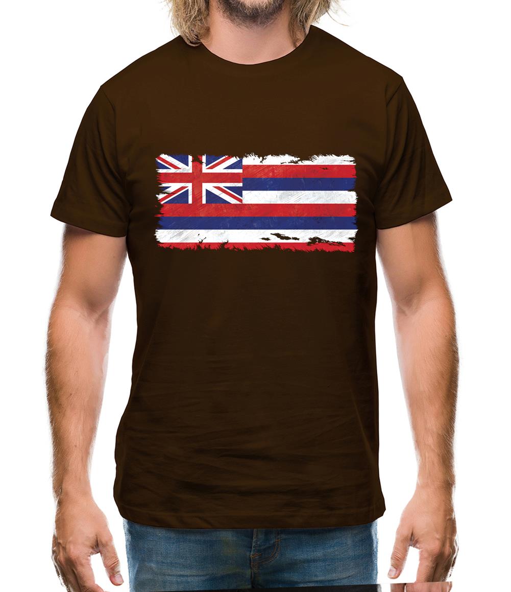 Hawaii Grunge Style Flag Mens T-Shirt