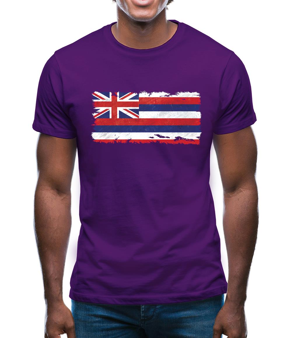 Hawaii Grunge Style Flag Mens T-Shirt