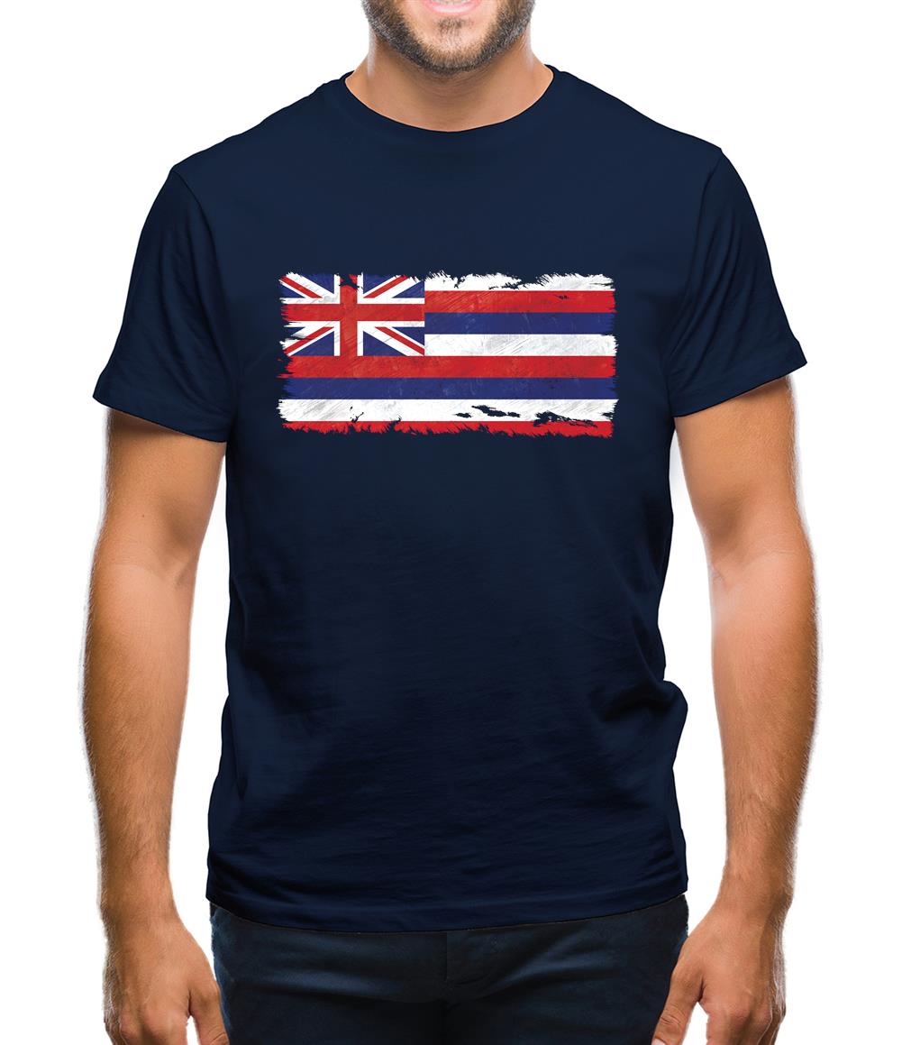 Hawaii Grunge Style Flag Mens T-Shirt