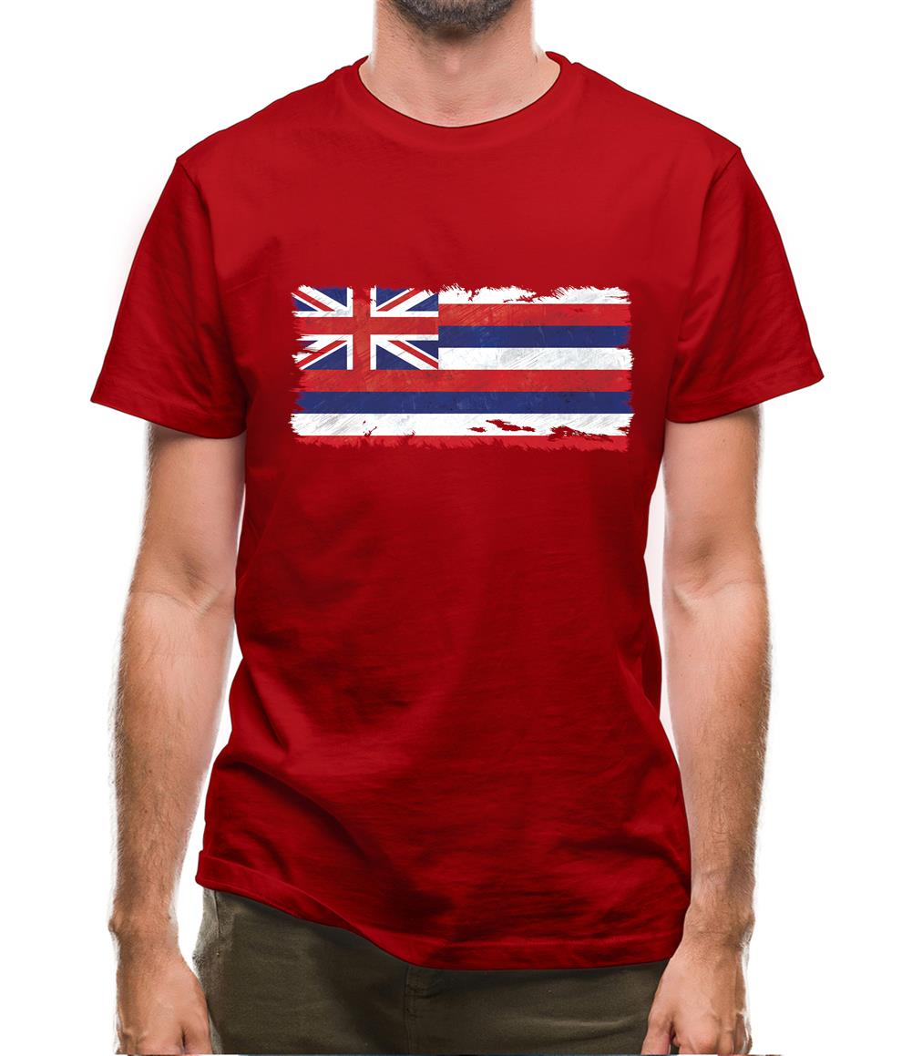 Hawaii Grunge Style Flag Mens T-Shirt