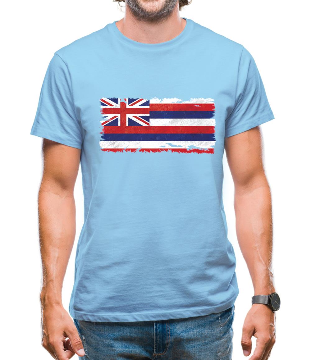 Hawaii Grunge Style Flag Mens T-Shirt