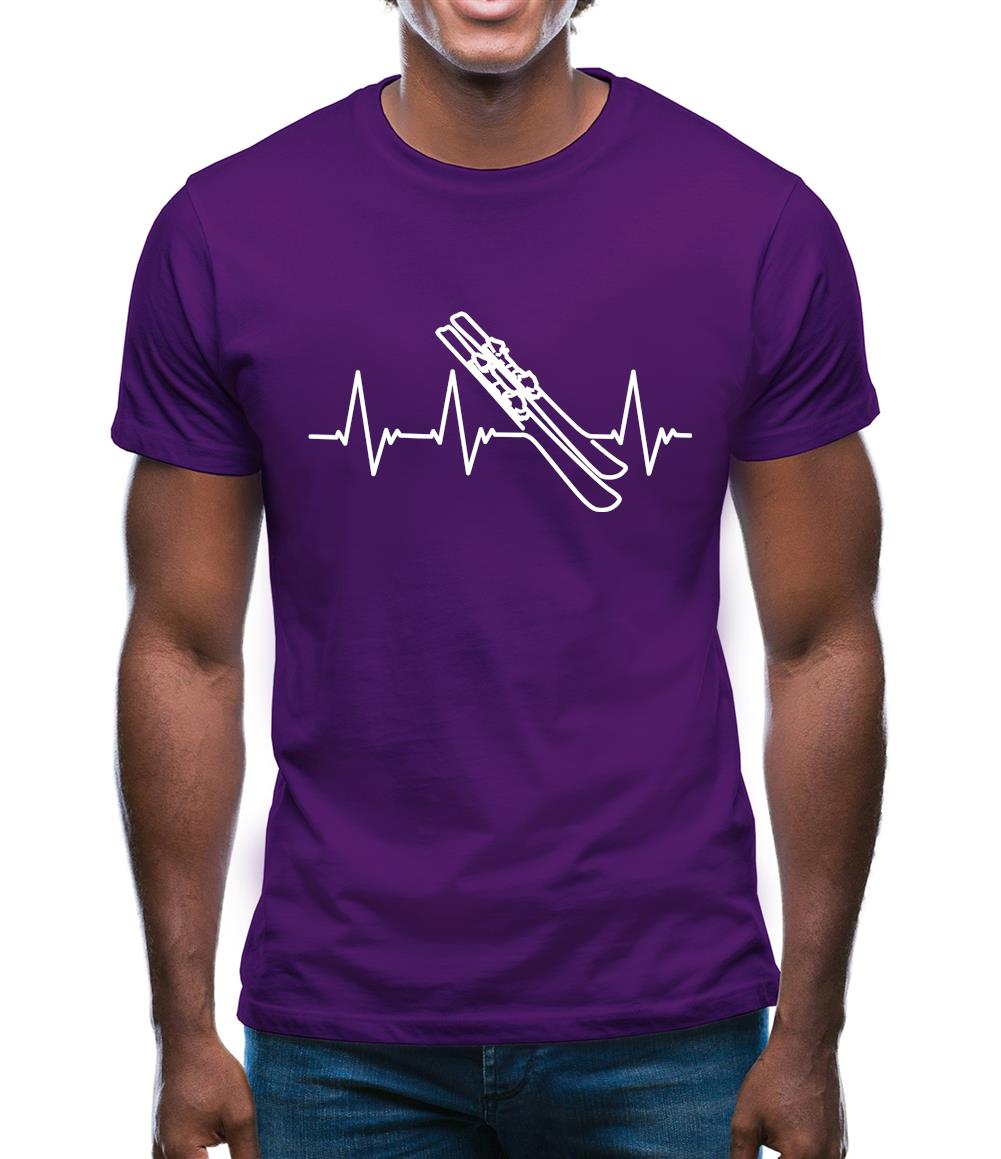 Heart Beat - Skiing Mens T-Shirt