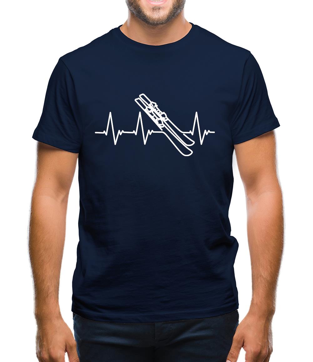 Heart Beat - Skiing Mens T-Shirt