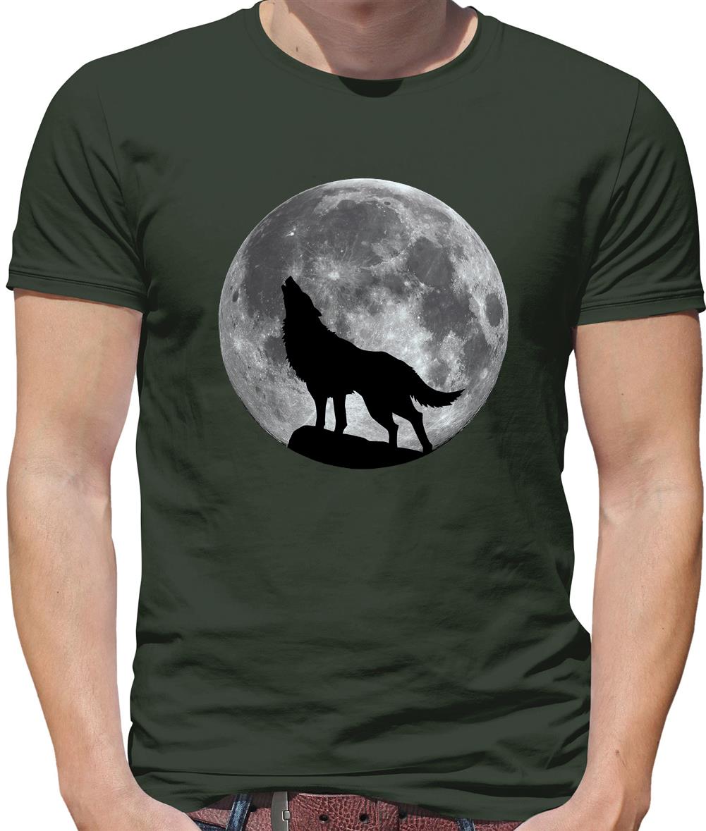 Wolf Moon Silhouette Mens T-Shirt