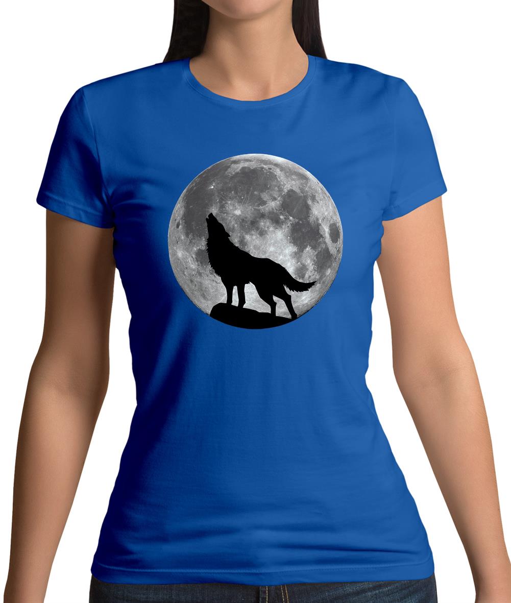 Wolf Moon Silhouette Womens T-Shirt