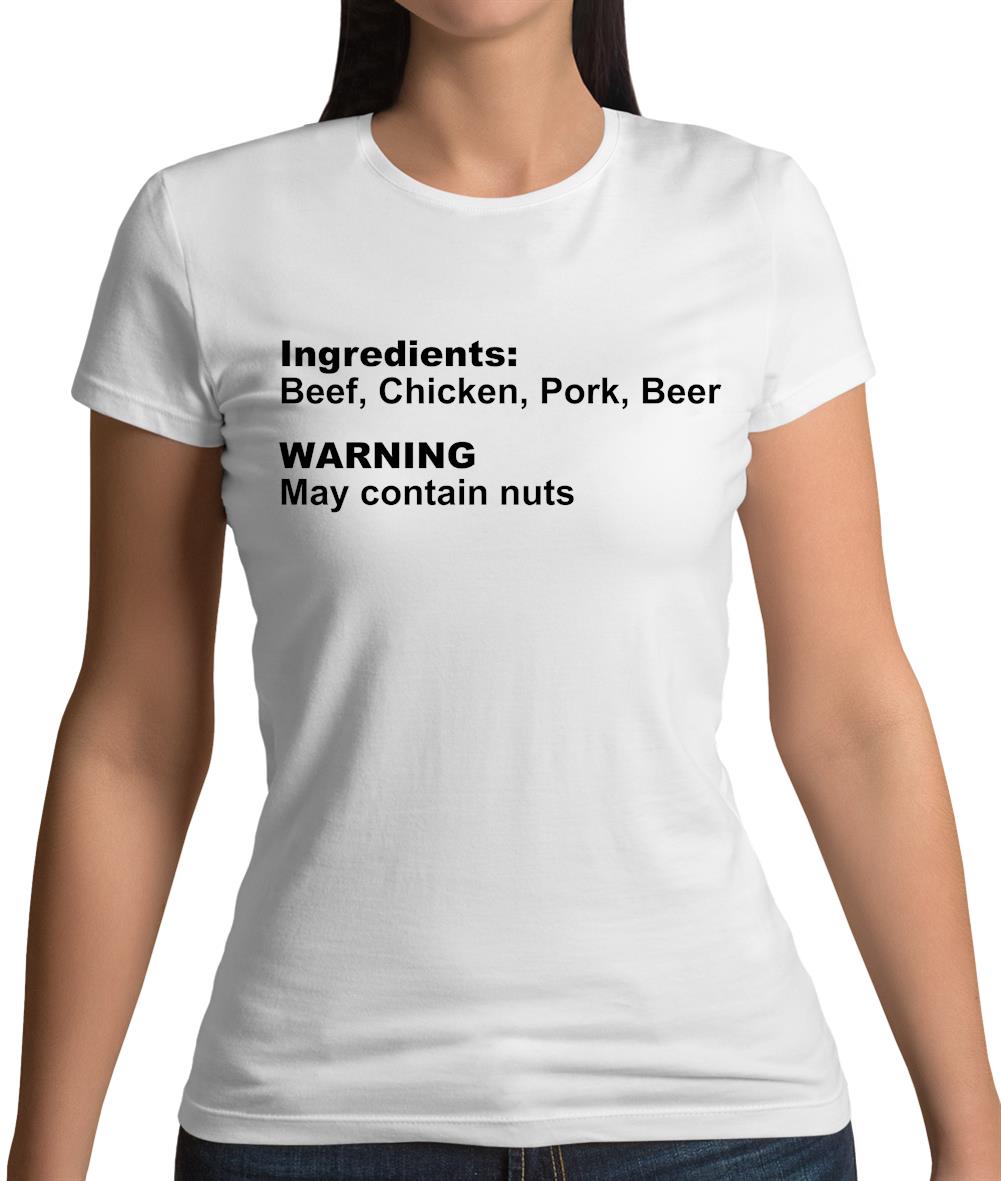 Human Ingredients May Contain Nuts Womens T-Shirt