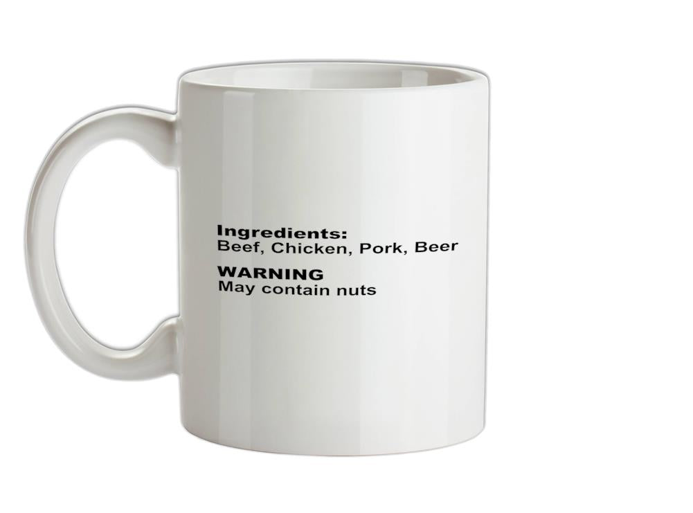 Human Ingredients May Contain Nuts Ceramic Mug