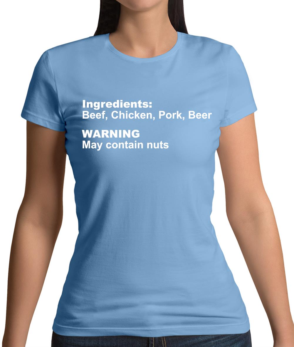 Human Ingredients May Contain Nuts Womens T-Shirt
