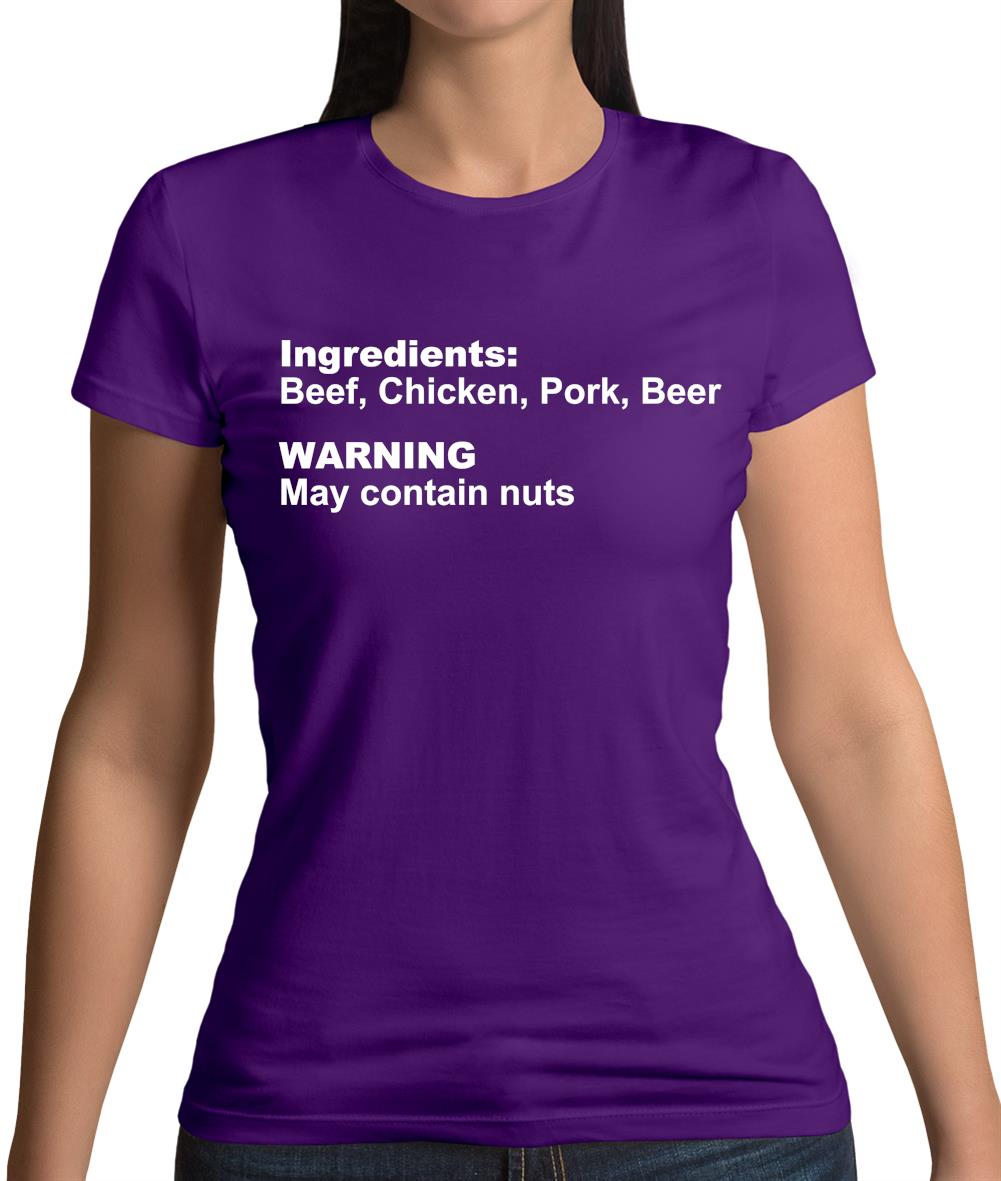 Human Ingredients May Contain Nuts Womens T-Shirt