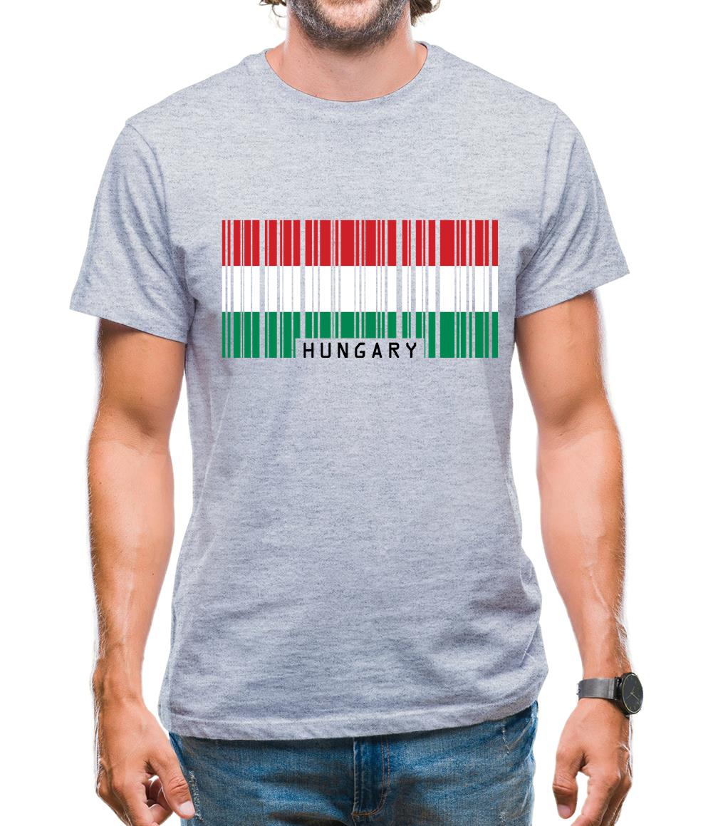 Hungary Barcode Style Flag Mens T-Shirt