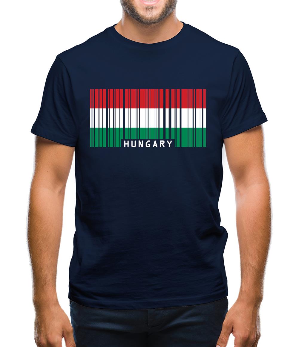 Hungary Barcode Style Flag Mens T-Shirt