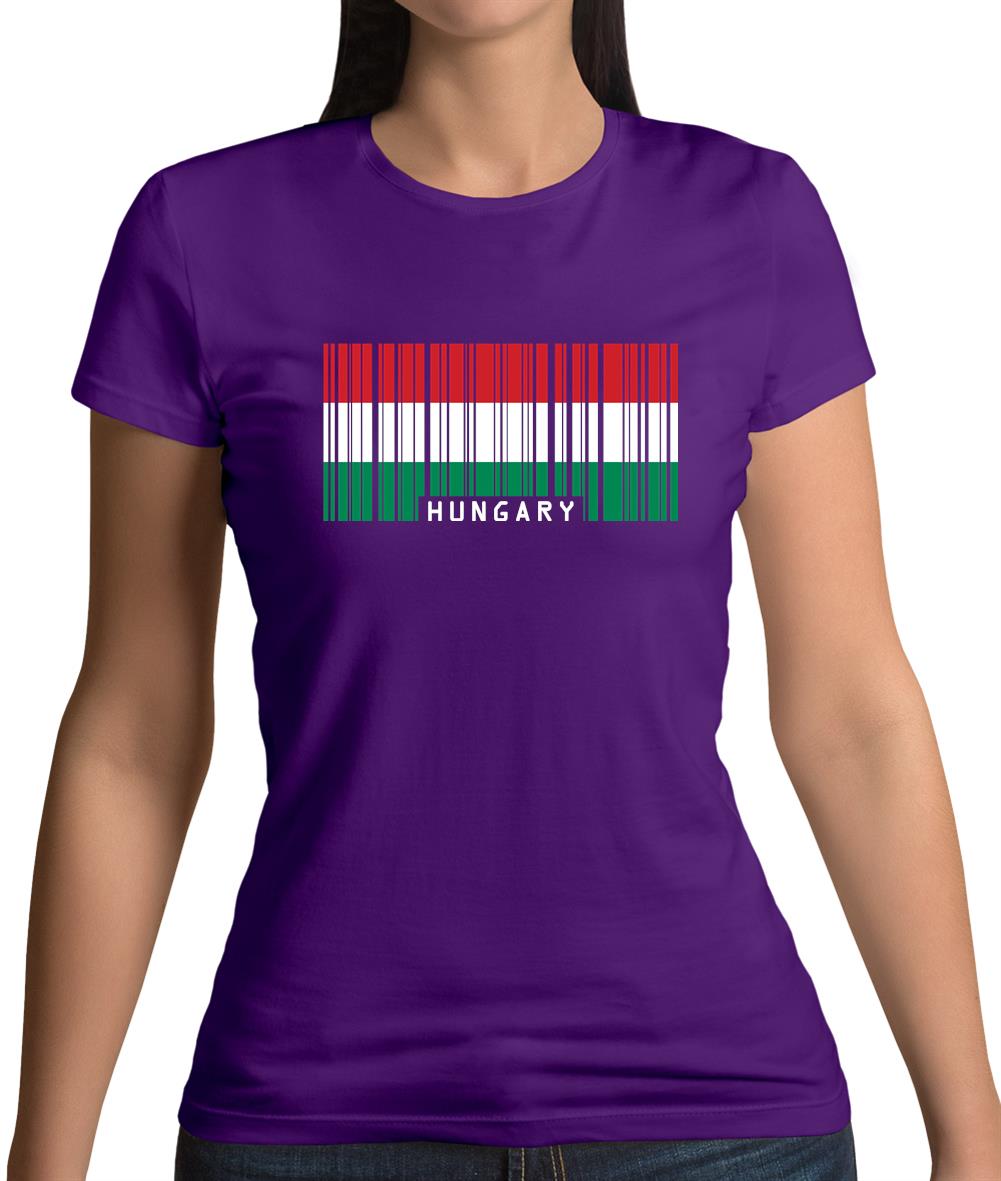 Hungary Barcode Style Flag Womens T-Shirt