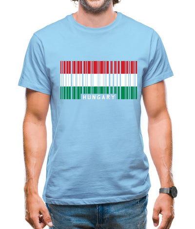 Hungary Barcode Style Flag Mens T-Shirt
