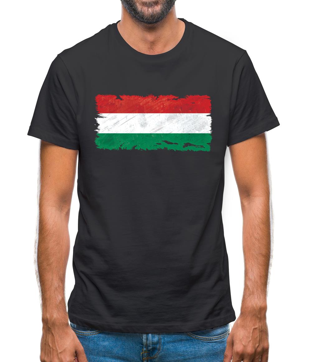 Hungary Grunge Style Flag Mens T-Shirt