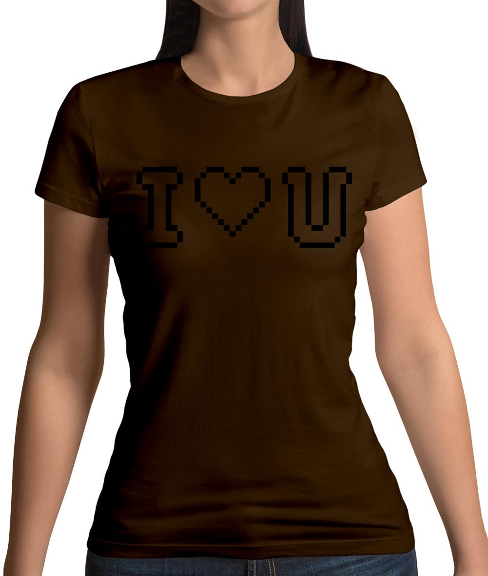 I Love U (Pixels) Womens T-Shirt