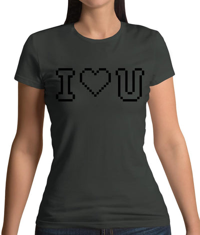 I Love U (Pixels) Womens T-Shirt