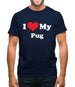 I Love My Pug Mens T-Shirt