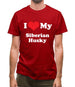 I Love My Syberian Husky Mens T-Shirt