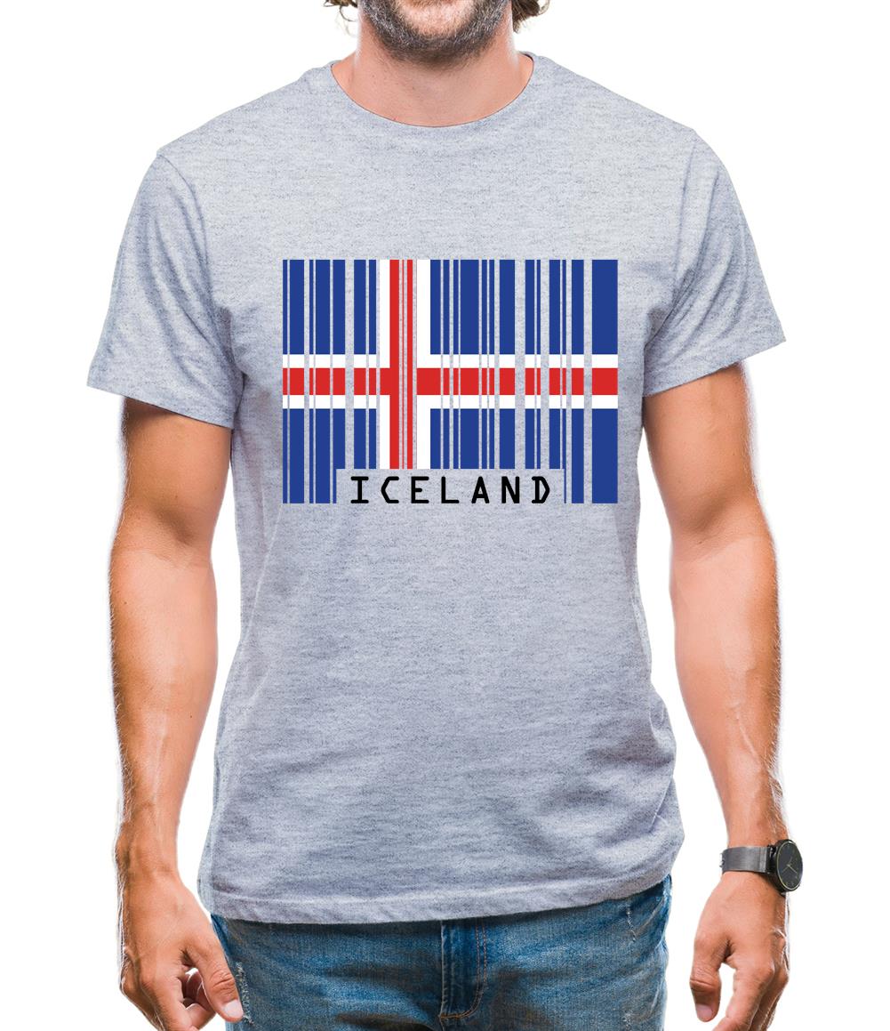 Iceland Barcode Style Flag Mens T-Shirt