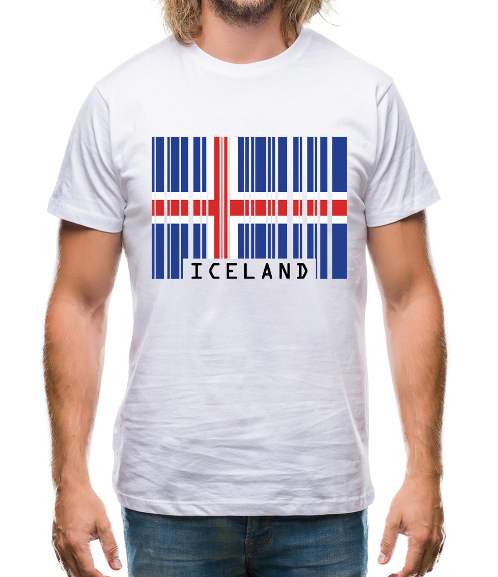 Iceland Barcode Style Flag Mens T-Shirt