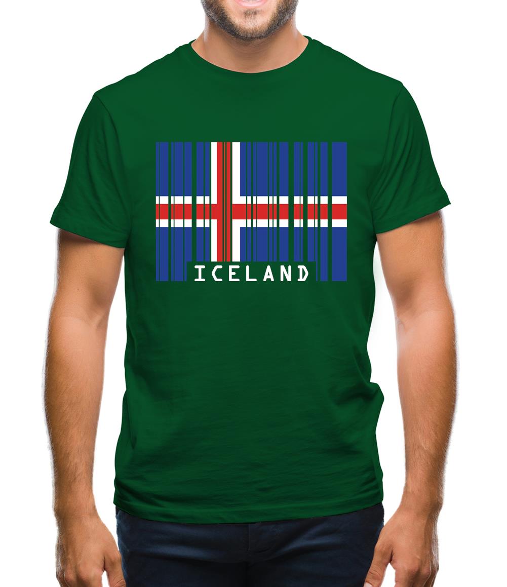 Iceland Barcode Style Flag Mens T-Shirt