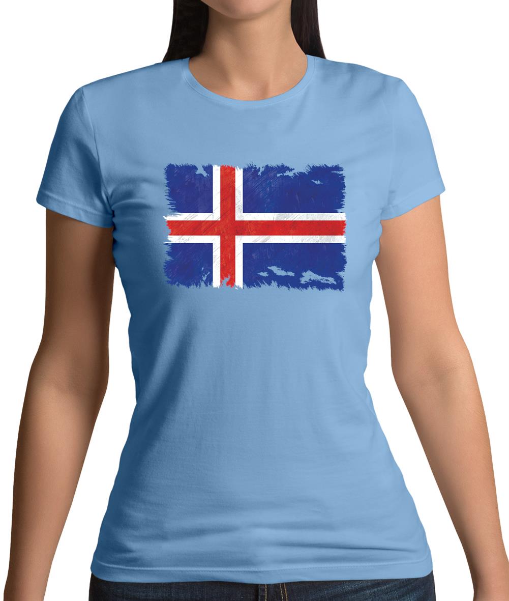 Iceland Grunge Style Flag Womens T-Shirt