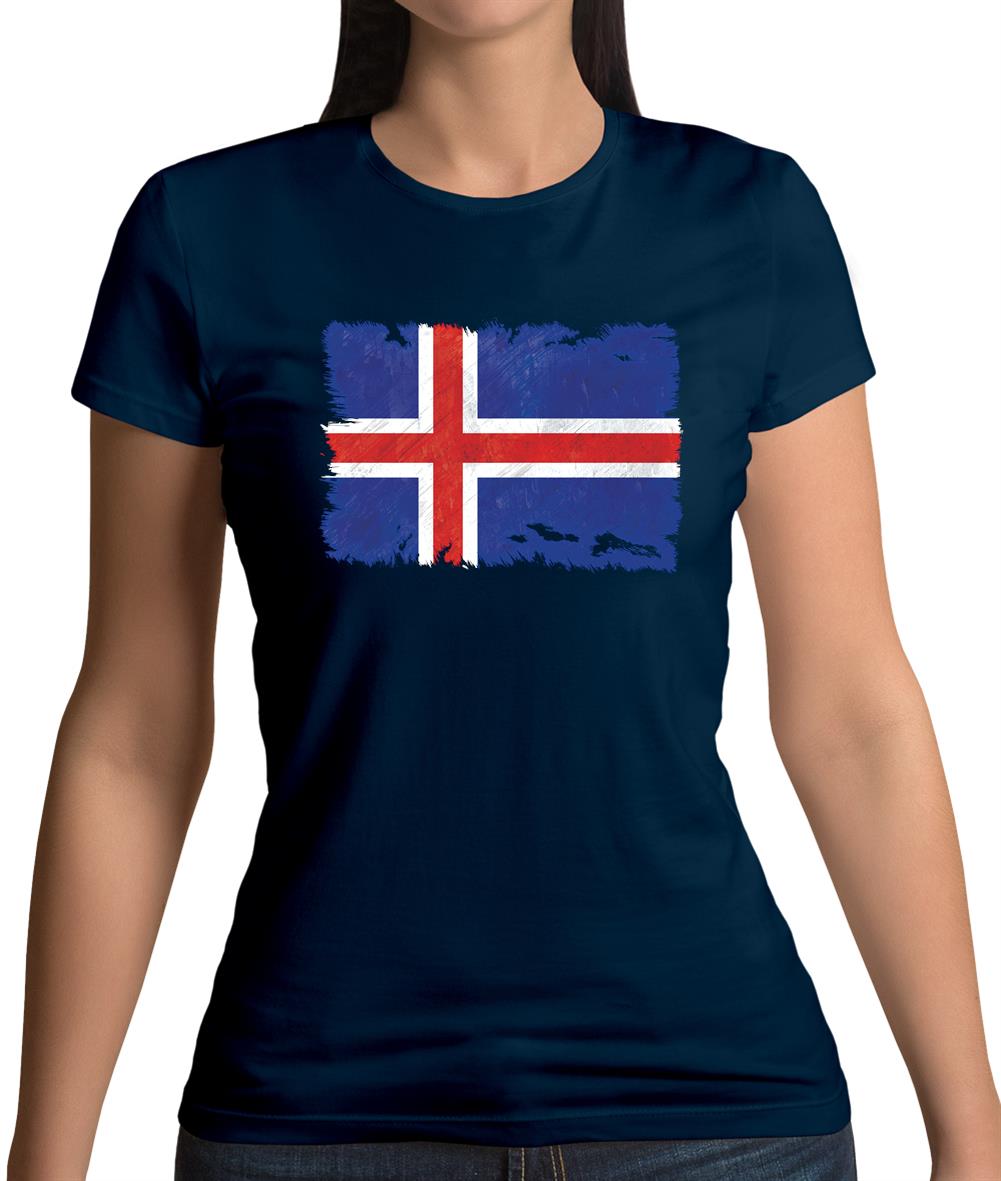 Iceland Grunge Style Flag Womens T-Shirt