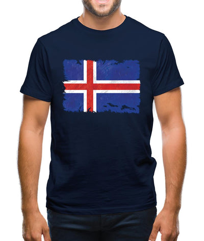 Iceland Grunge Style Flag Mens T-Shirt