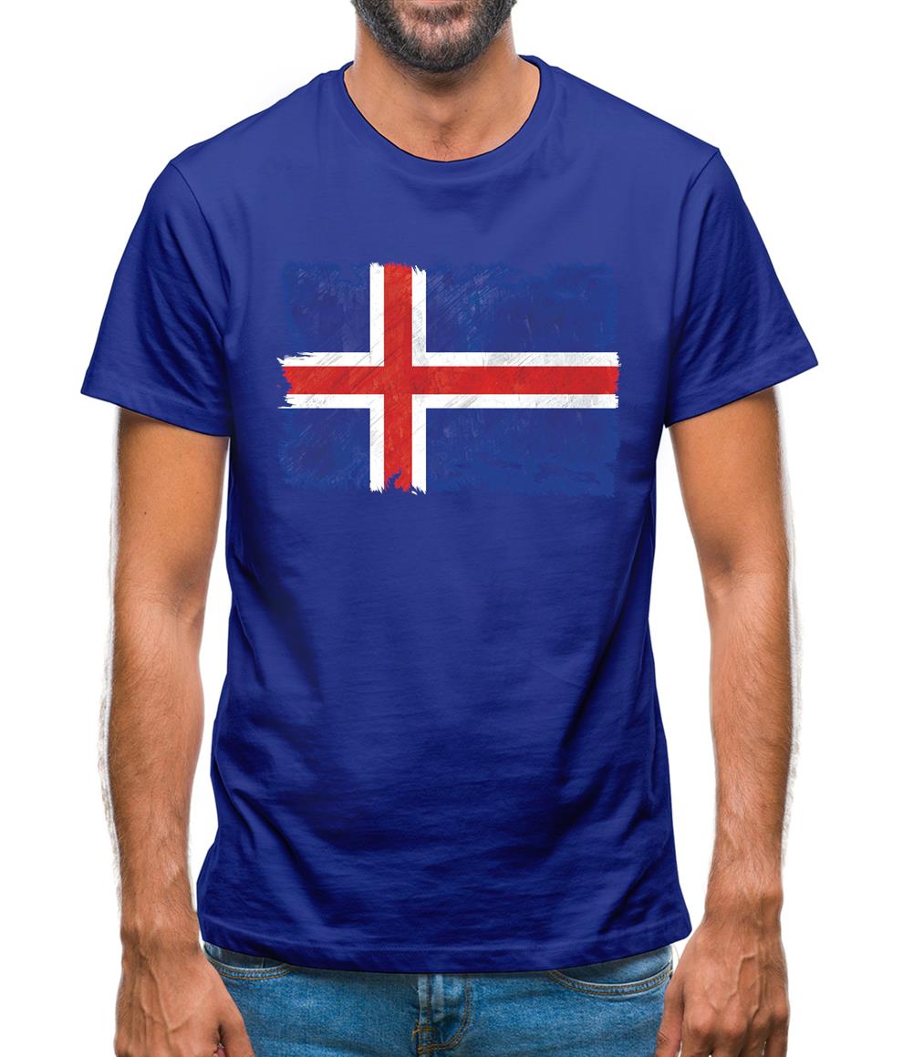 Iceland Grunge Style Flag Mens T-Shirt