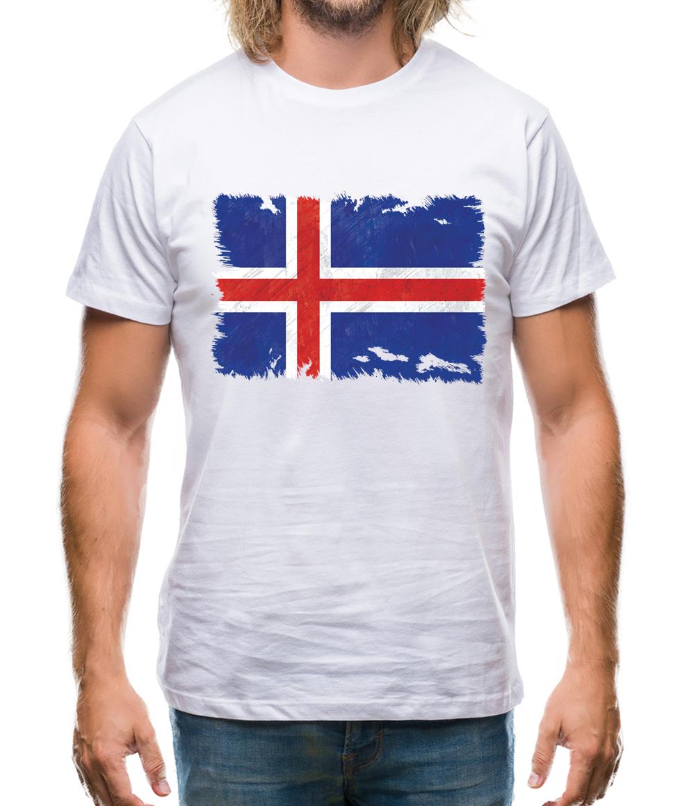Iceland Grunge Style Flag Mens T-Shirt