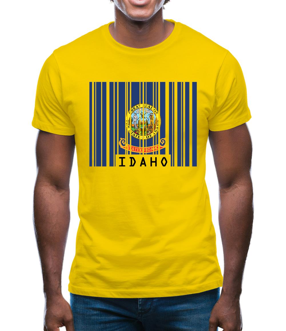 Idaho Barcode Style Flag Mens T-Shirt