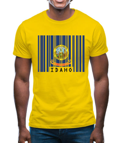 Idaho Barcode Style Flag Mens T-Shirt