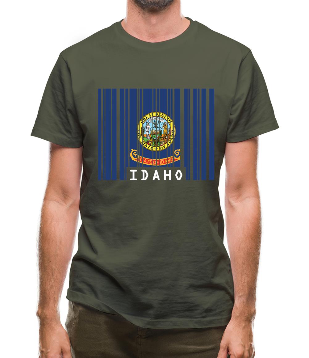 Idaho Barcode Style Flag Mens T-Shirt