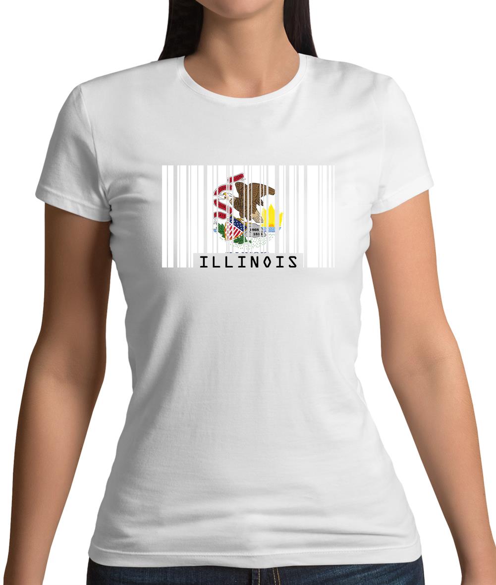 Illinois Barcode Style Flag Womens T-Shirt