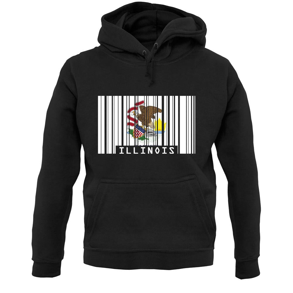 Illinois Barcode Style Flag Unisex Hoodie