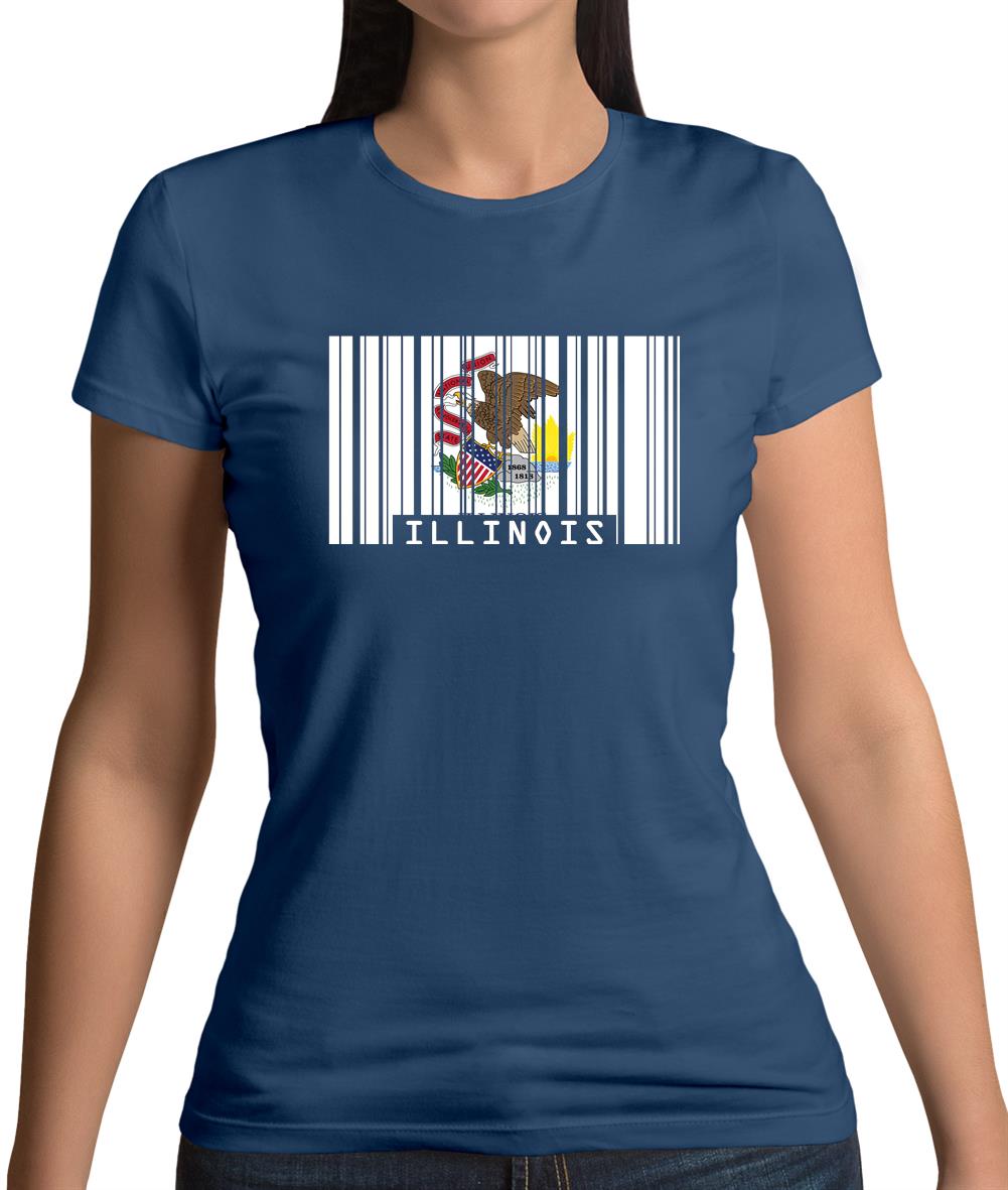 Illinois Barcode Style Flag Womens T-Shirt