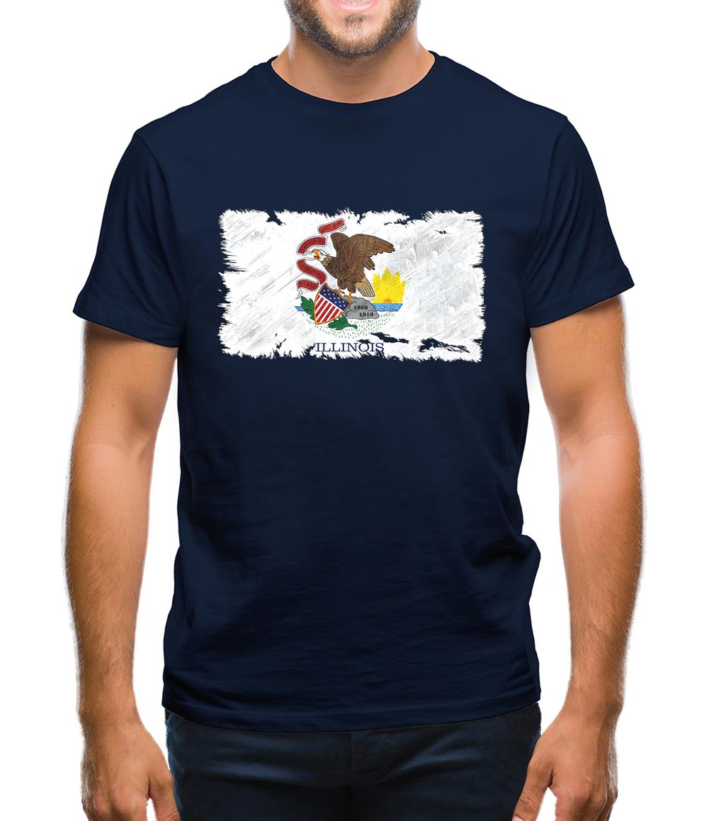 Illinois Grunge Style Flag Mens T-Shirt