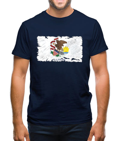 Illinois Grunge Style Flag Mens T-Shirt