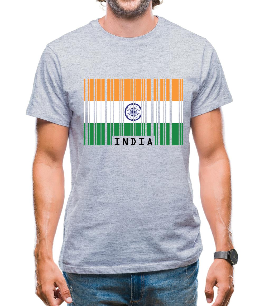 India Barcode Style Flag Mens T-Shirt