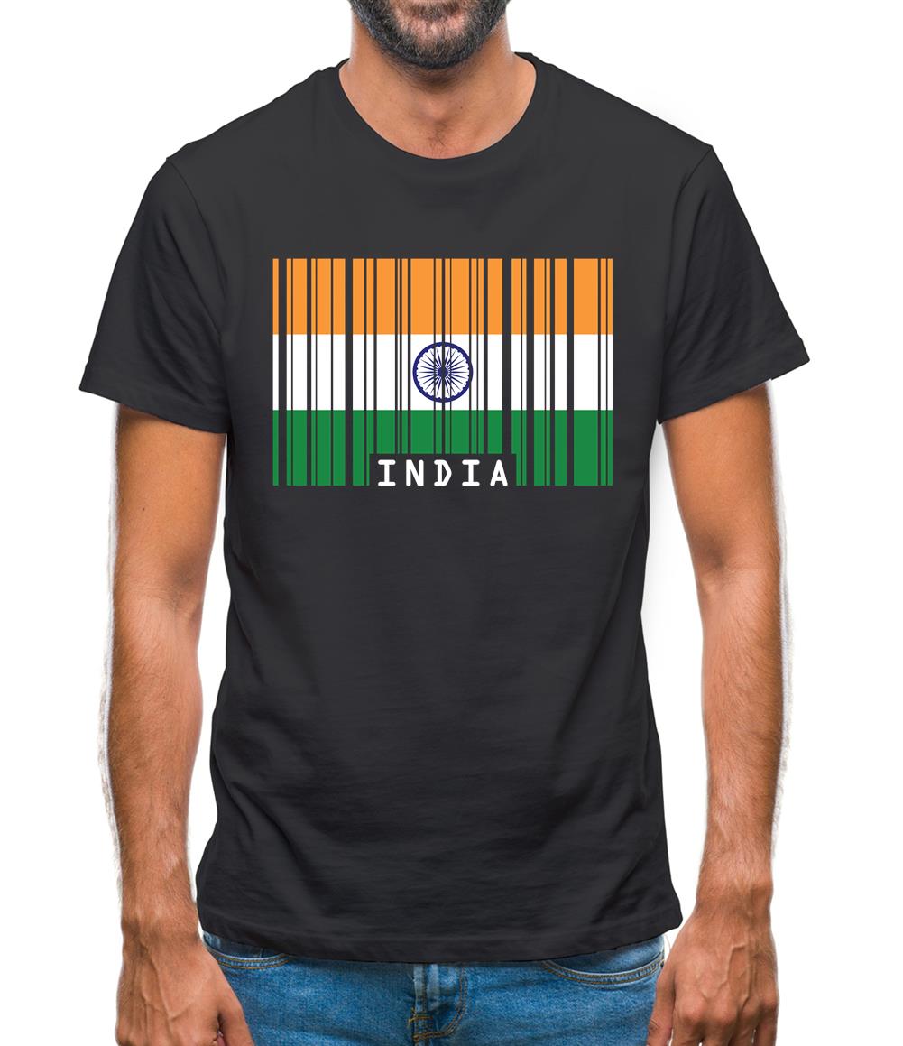 India Barcode Style Flag Mens T-Shirt