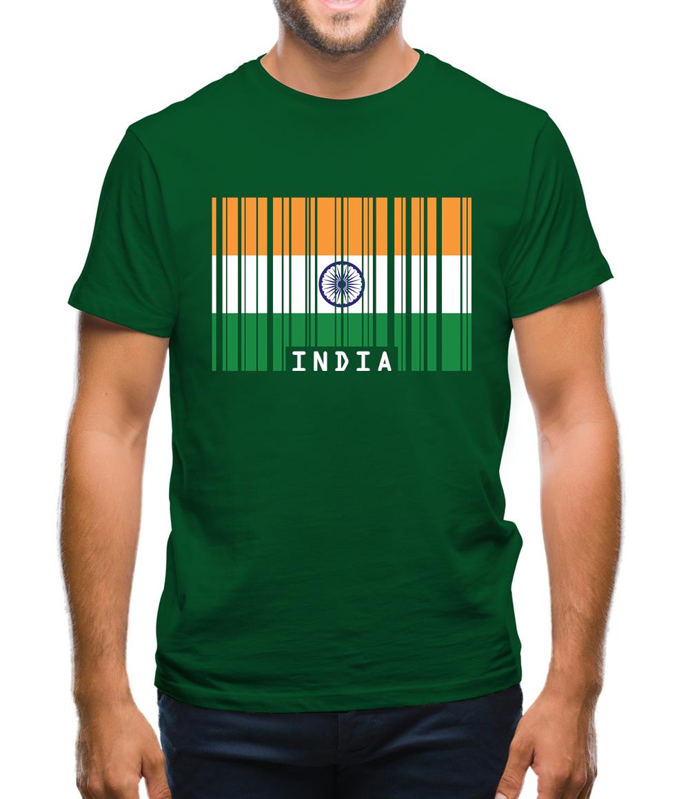 India Barcode Style Flag Mens T-Shirt