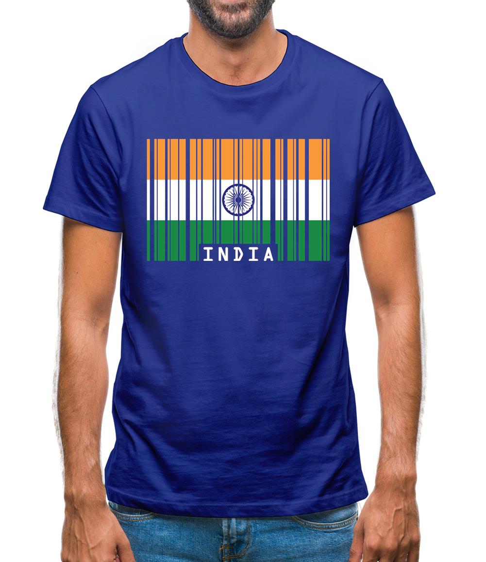 India Barcode Style Flag Mens T-Shirt
