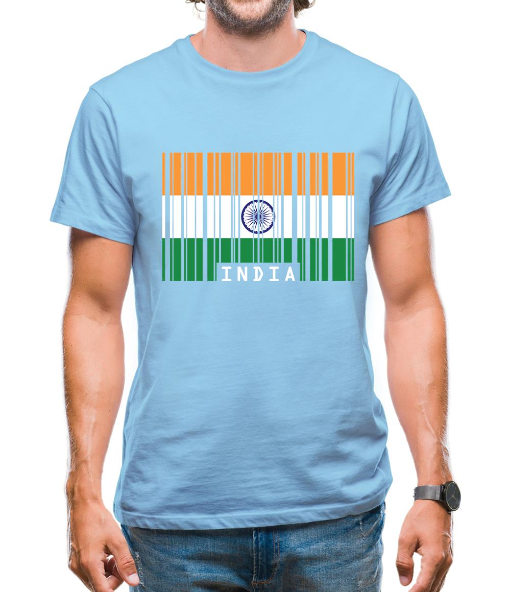 India Barcode Style Flag Mens T-Shirt