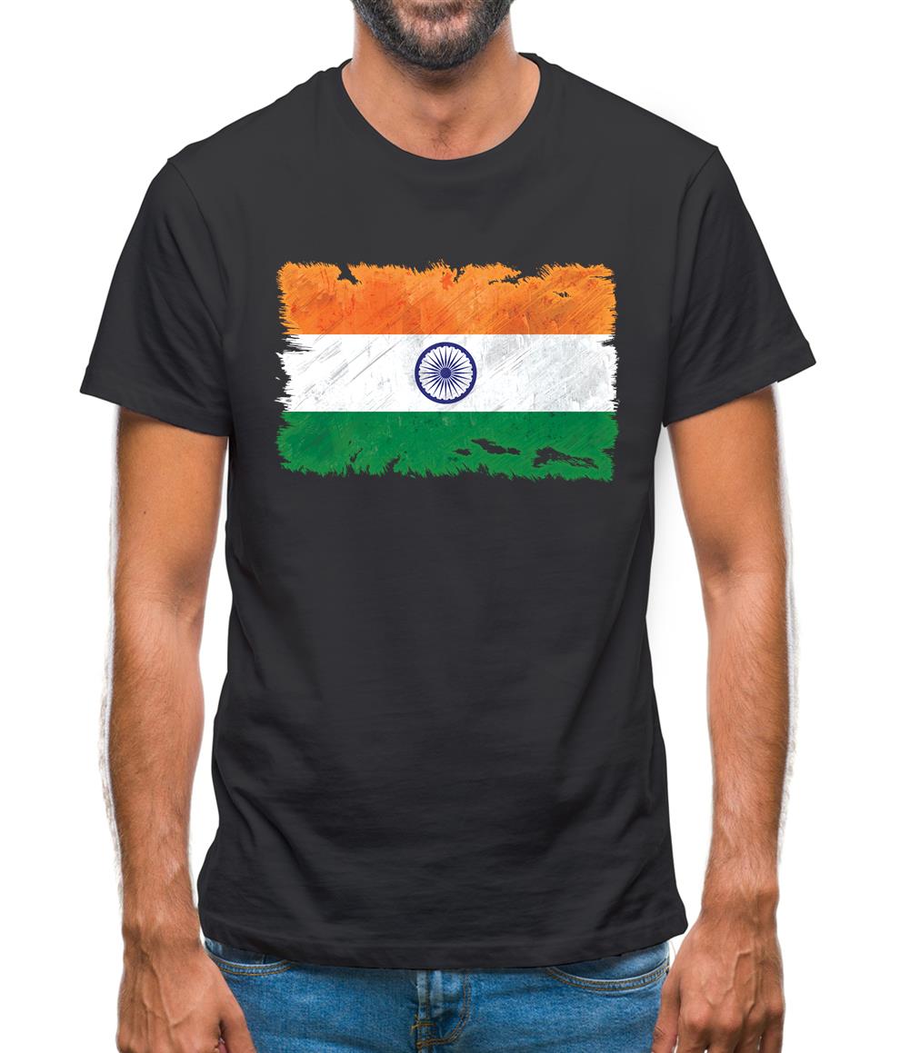 India Grunge Style Flag Mens T-Shirt