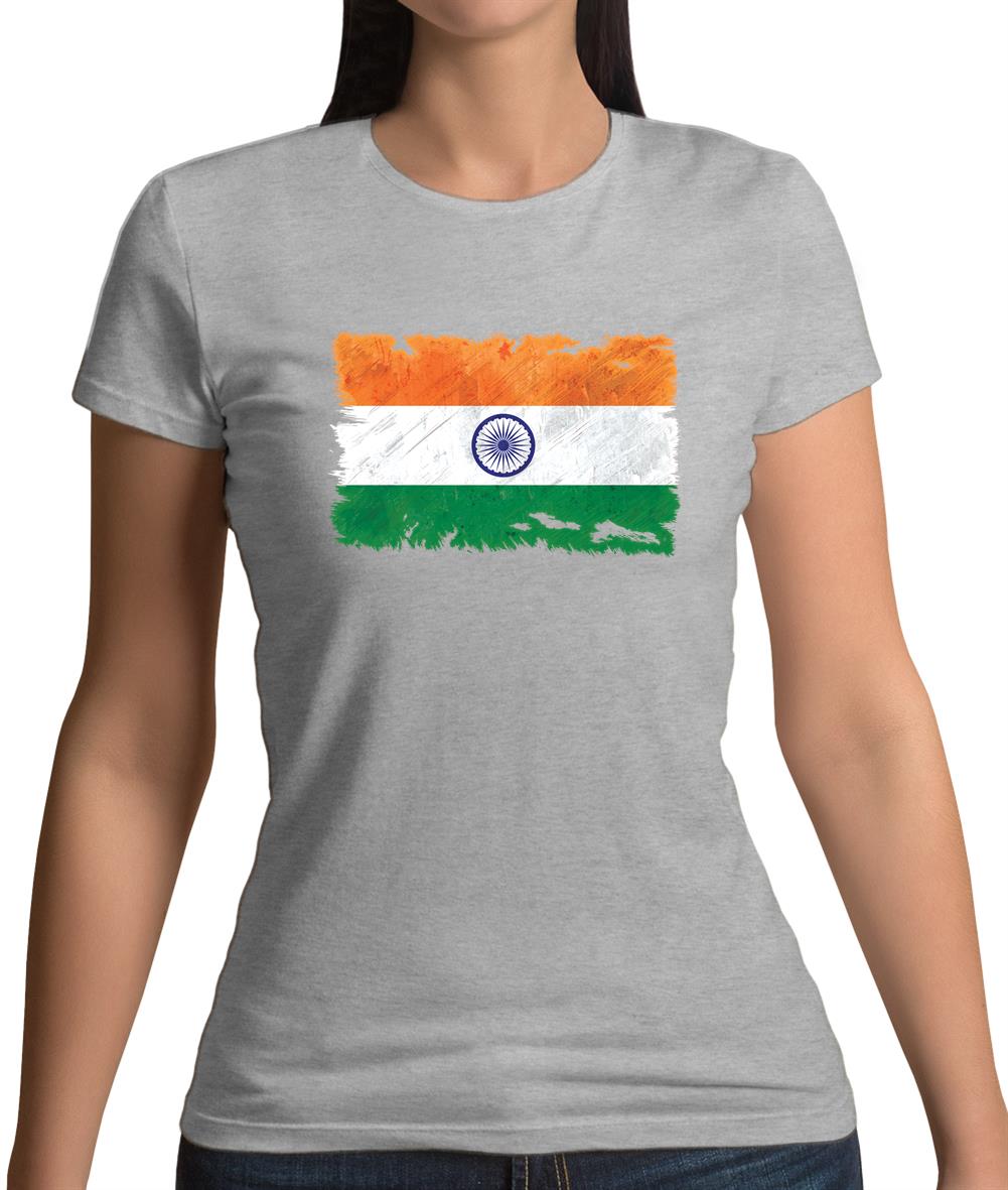 India Grunge Style Flag Womens T-Shirt