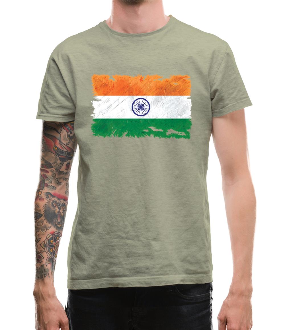 India Grunge Style Flag Mens T-Shirt