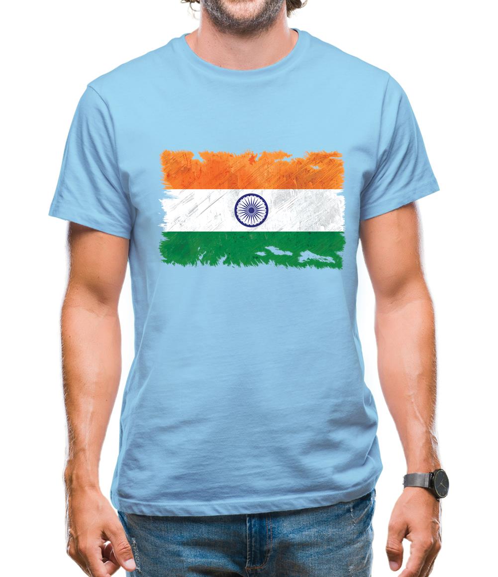 India Grunge Style Flag Mens T-Shirt